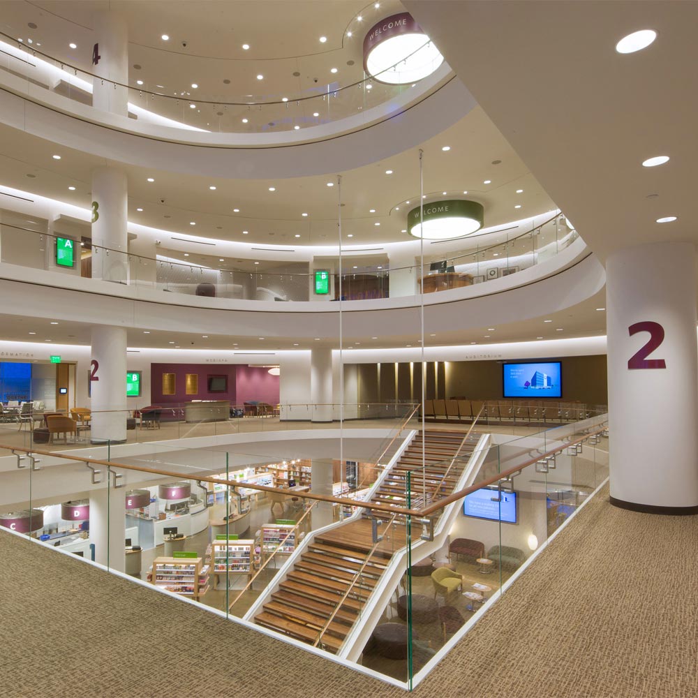 A wide shot of the 2nd floor of Think Healthcare.