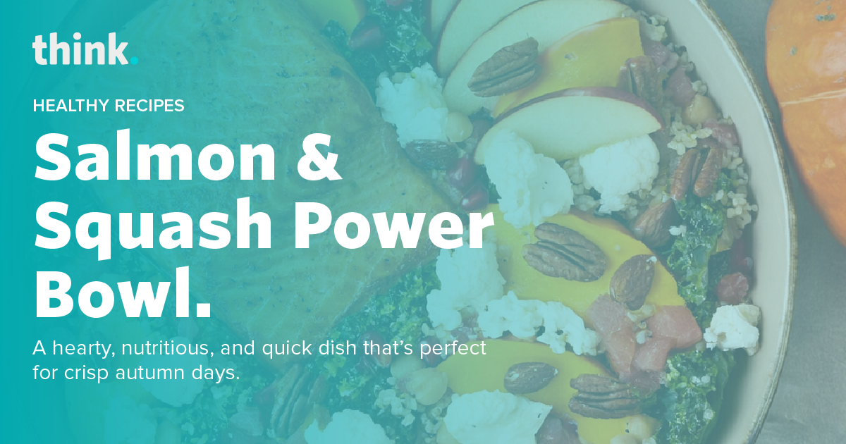 Fuel your fall with this autumn harvest salmon & squash power bowl.