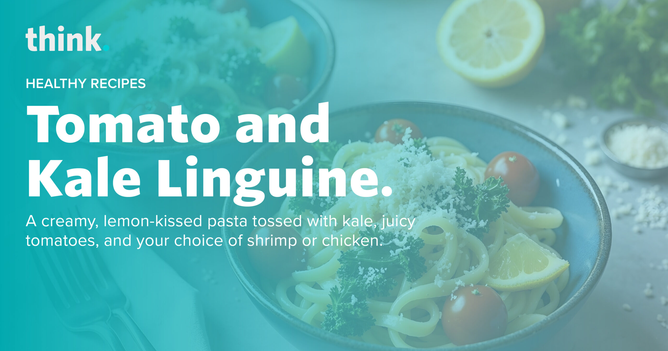 Tomato Linguine with Kale & Lemon Garlic Sauce
