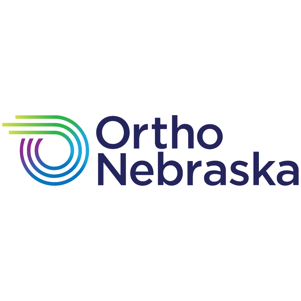 Ortho Nebraska logo featuring a circular, multi-colored line design on the left and the words Ortho Nebraska in bold blue text on the right, set against a white background.